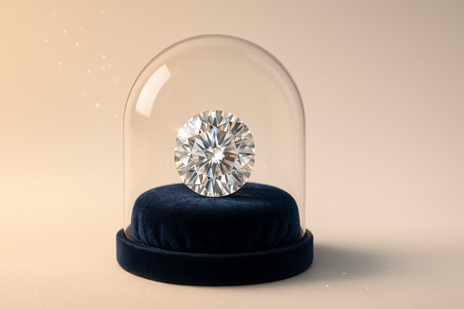 Lab-grown diamond under a glass dome