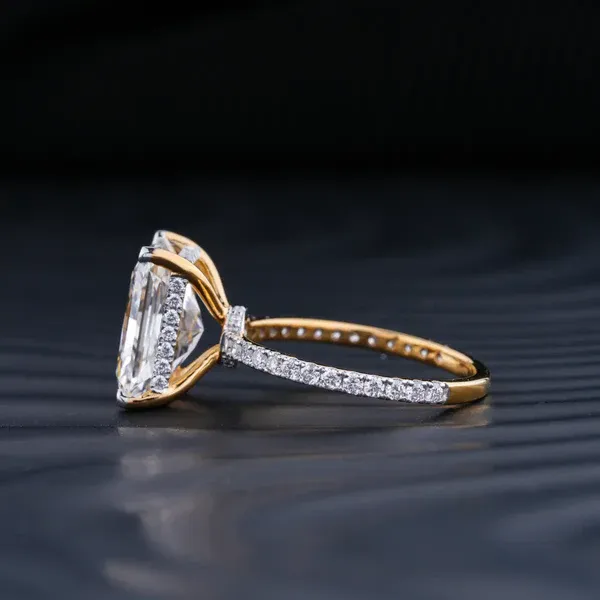 Radiant elongated diamond ring in elegant finish
