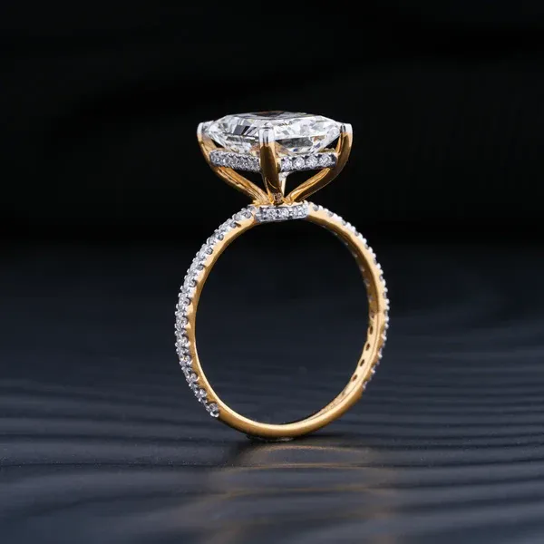 Radiant elongated diamond ring in elegant finish
