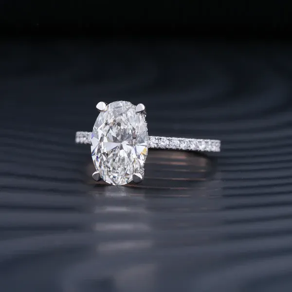 Oval solitaire diamond ring with classic sparkle