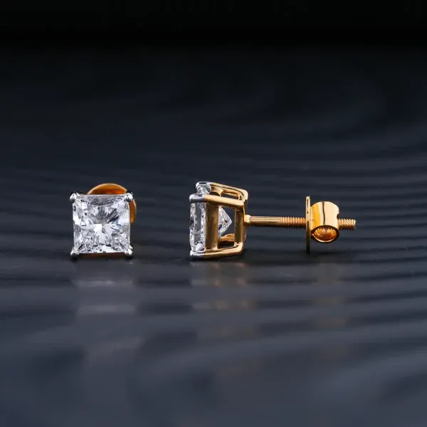 Princess cut diamond earrings with modern style