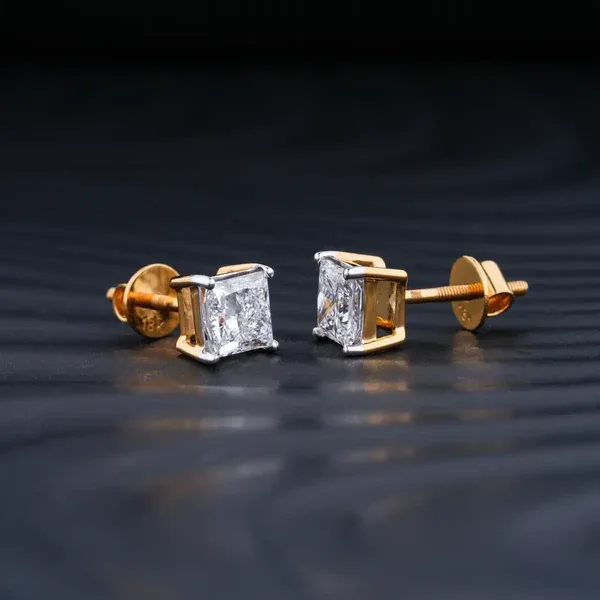 Princess cut diamond earrings with modern style