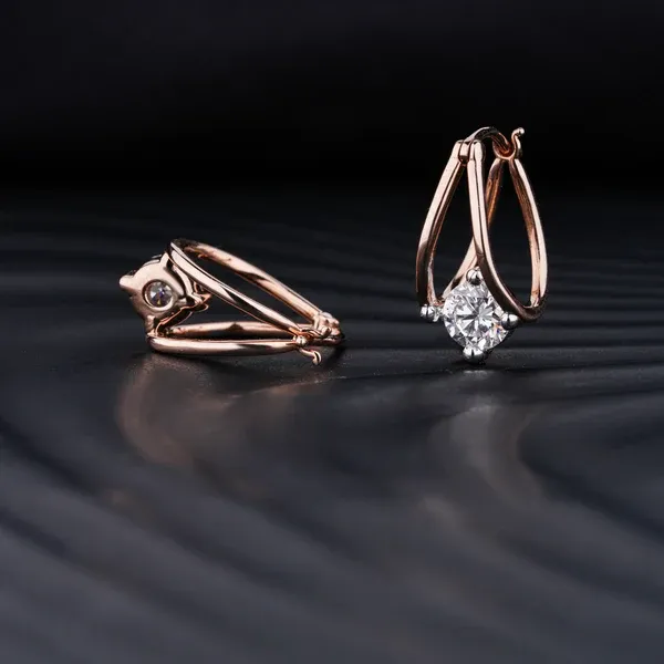 Round hoop diamond earrings with classic charm