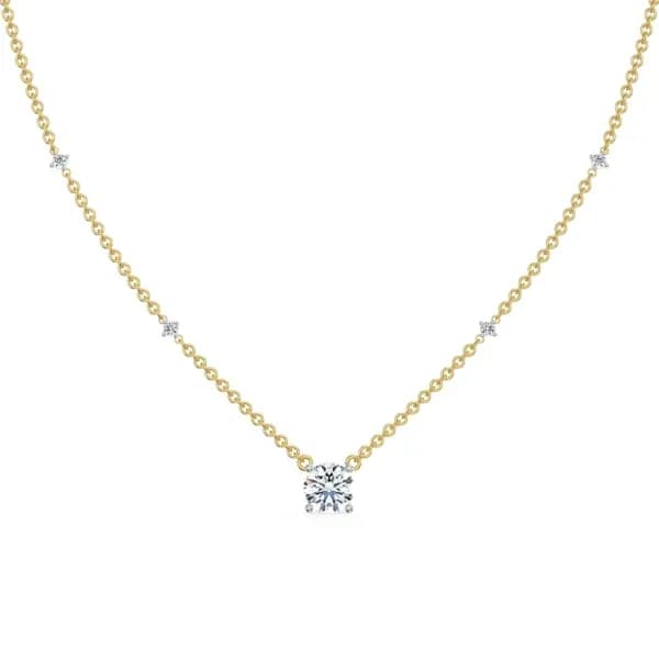 Round solitaire diamond necklace