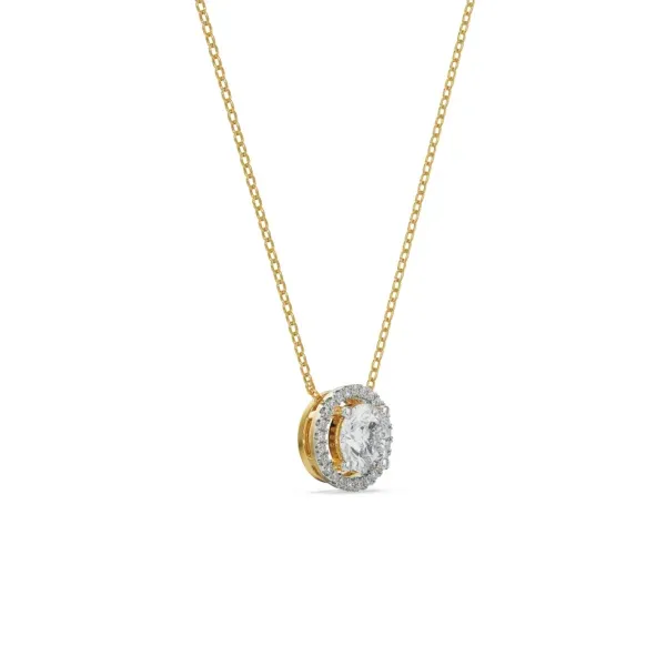 Halo round diamond solitaire necklace