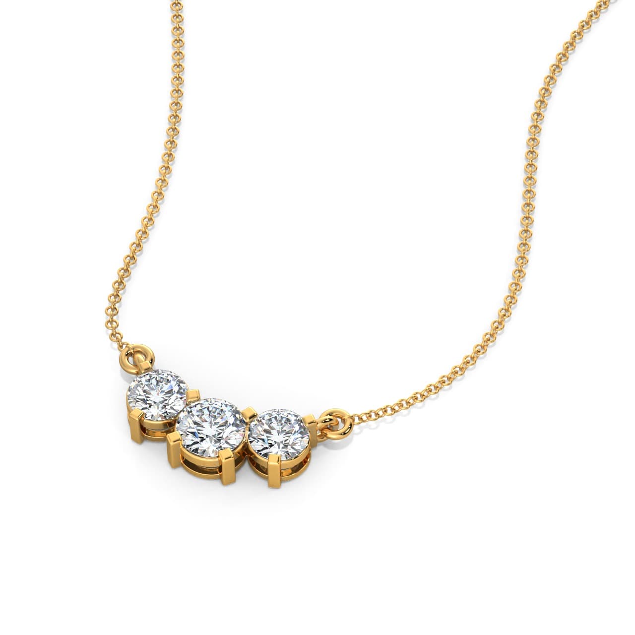 Triple solitaire diamond necklace