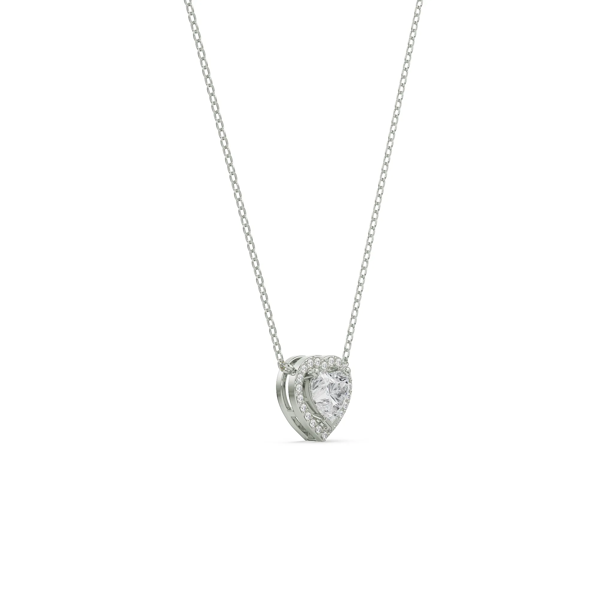 Heart-shaped solitaire diamond necklace