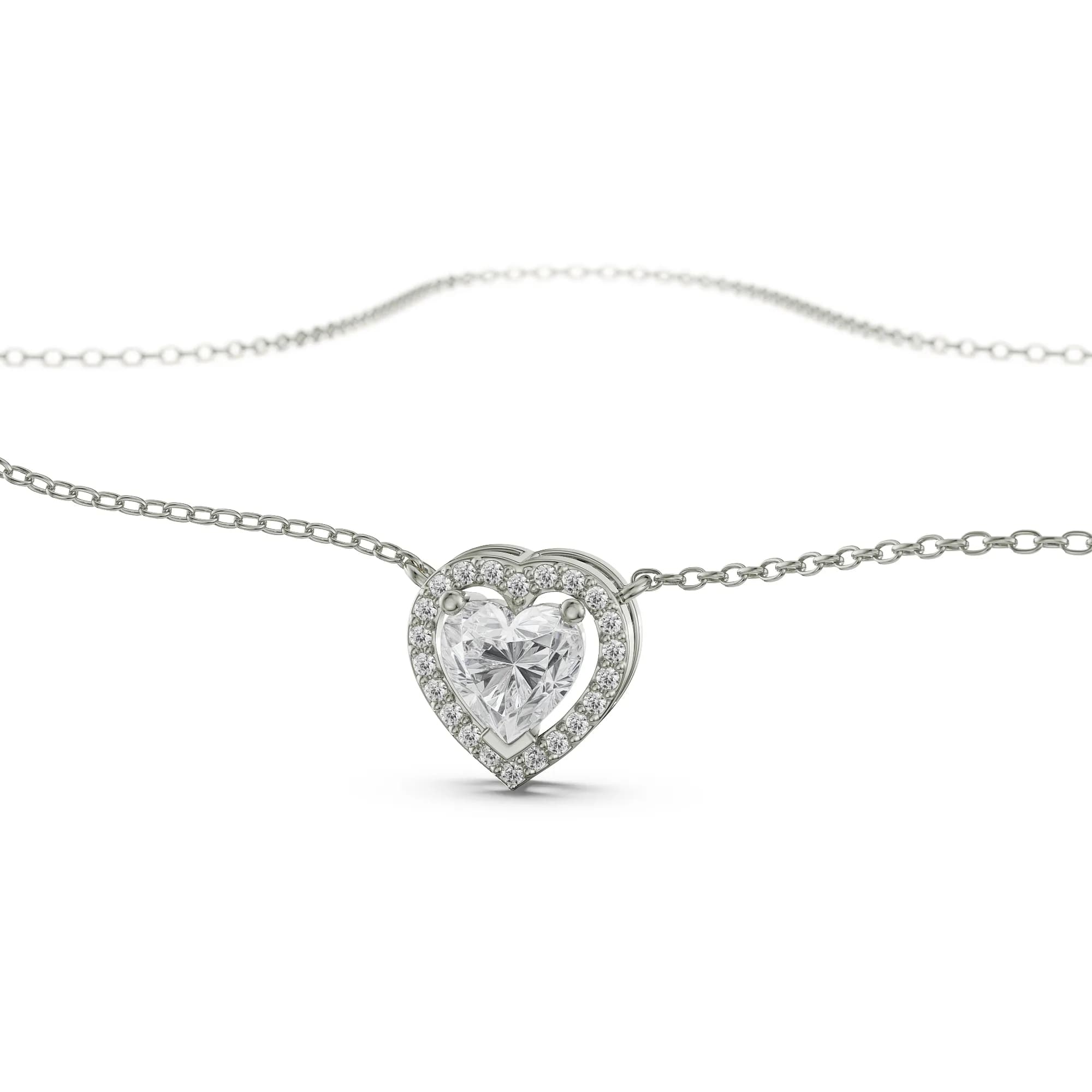 Heart-shaped solitaire diamond necklace