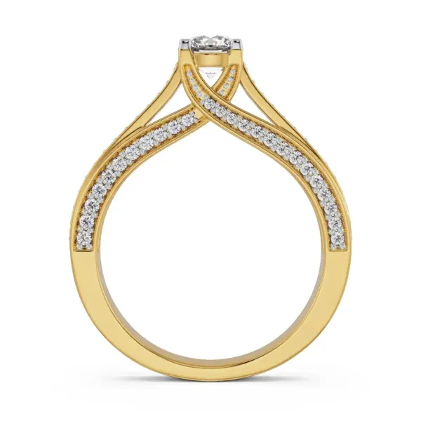 Bold round solitaire diamond ring in gold setting