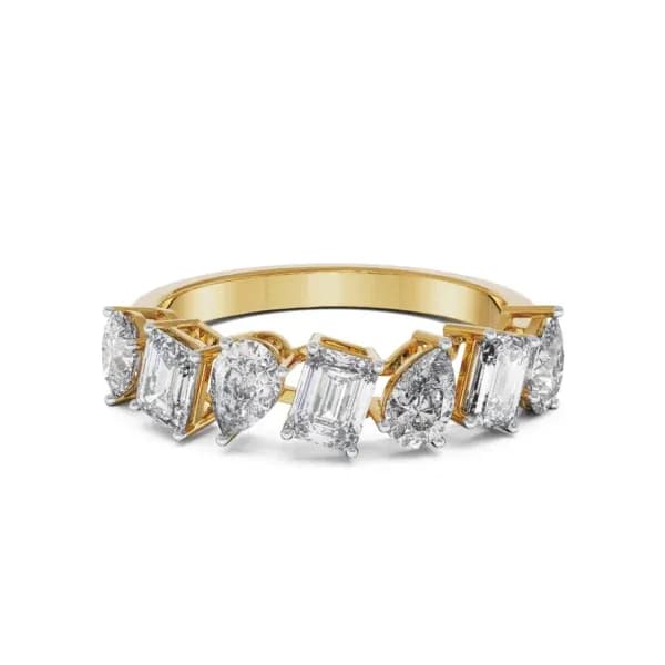 Pear and emerald dual diamond ring