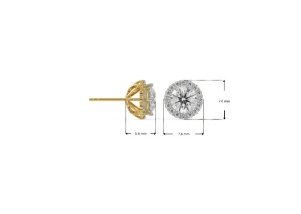 Halo round solitaire diamond stud earrings
