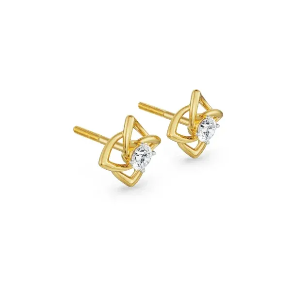 Raha solitaire round diamond stud earrings