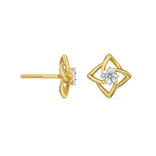 Raha solitaire round diamond stud earrings