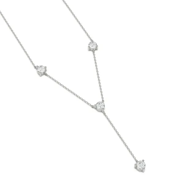 Golden Y-necklace with diamond accents