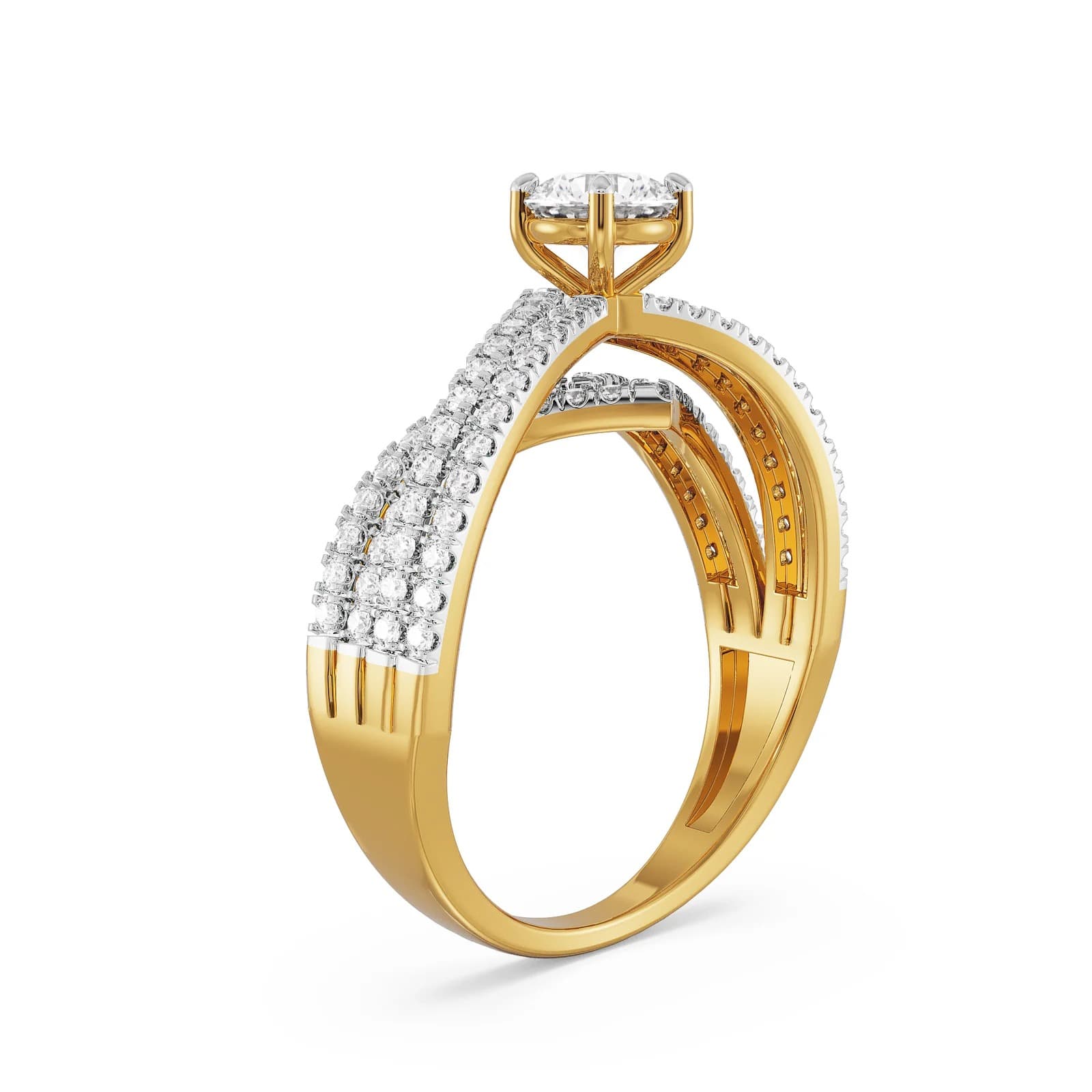 Round lab-grown diamond ring with regal look
