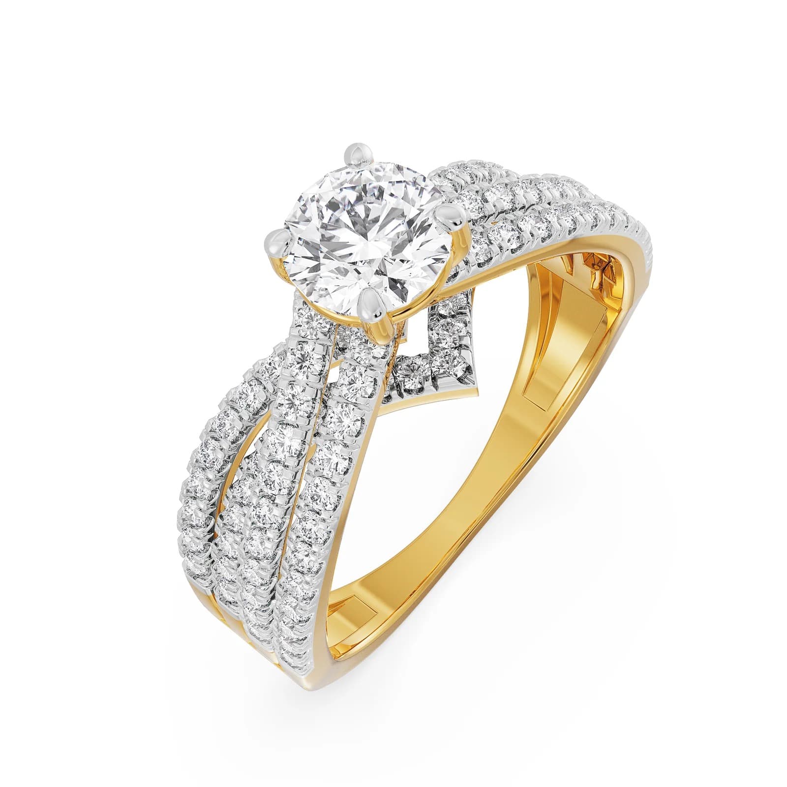 Round lab-grown diamond ring with regal look